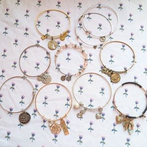 Silver and gold adjustable bangle bracelets